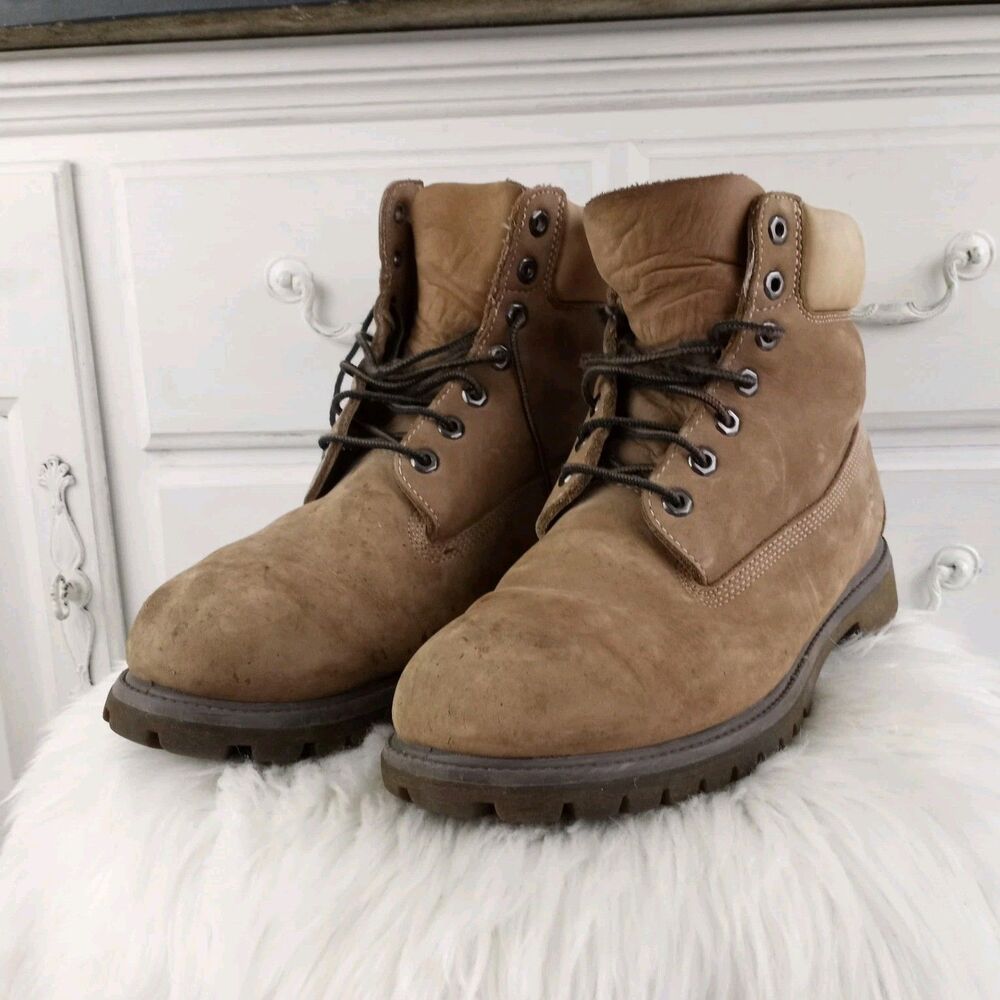 Timberland Waterproof Work Combat Leather Ankle Boots Wheat Nubuck Men's Size 12